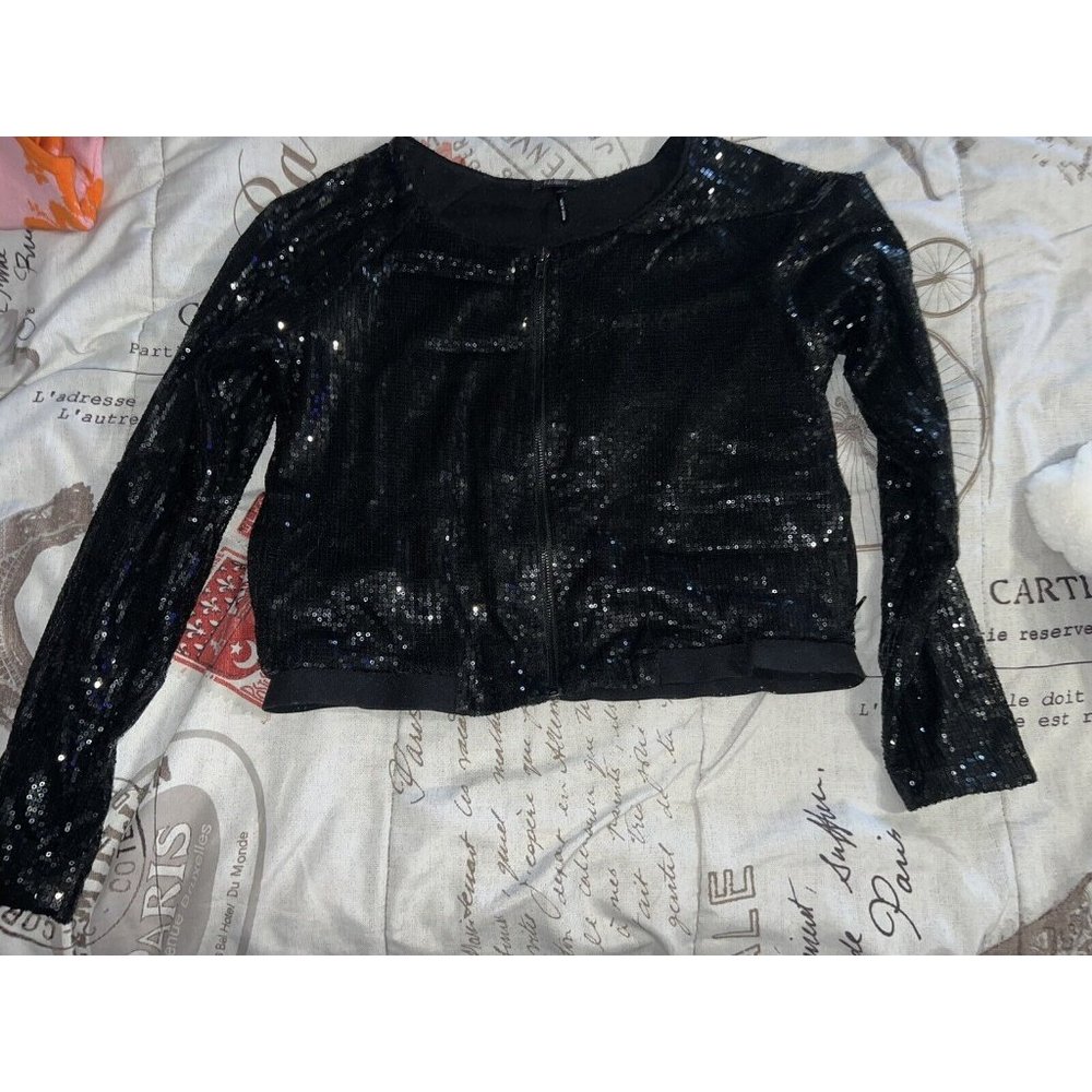 Nollie Black Jacket Squin Zip‎ Up Size M